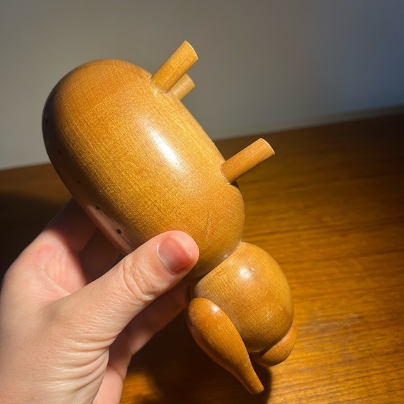 Vintage Mcm Teak? wooden pig toothpick orderve holder Japan Kitschy - Picture 10 of 12